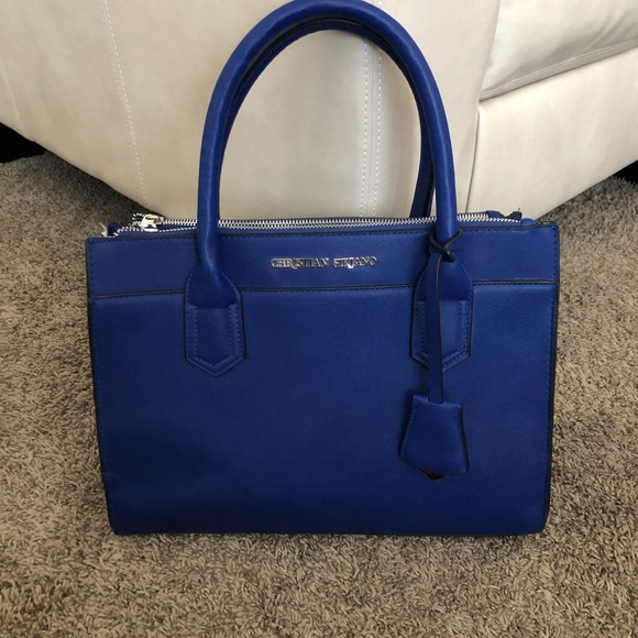 christian siriano blue purse